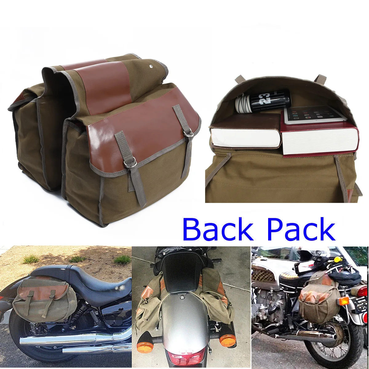 Мотоциклетная парусиновая боковая седельная сумка Equine Back Pack для Ha-ley Sportster, мотоциклетный рюкзак, седельная сумка с 2 карманами для Hon/da