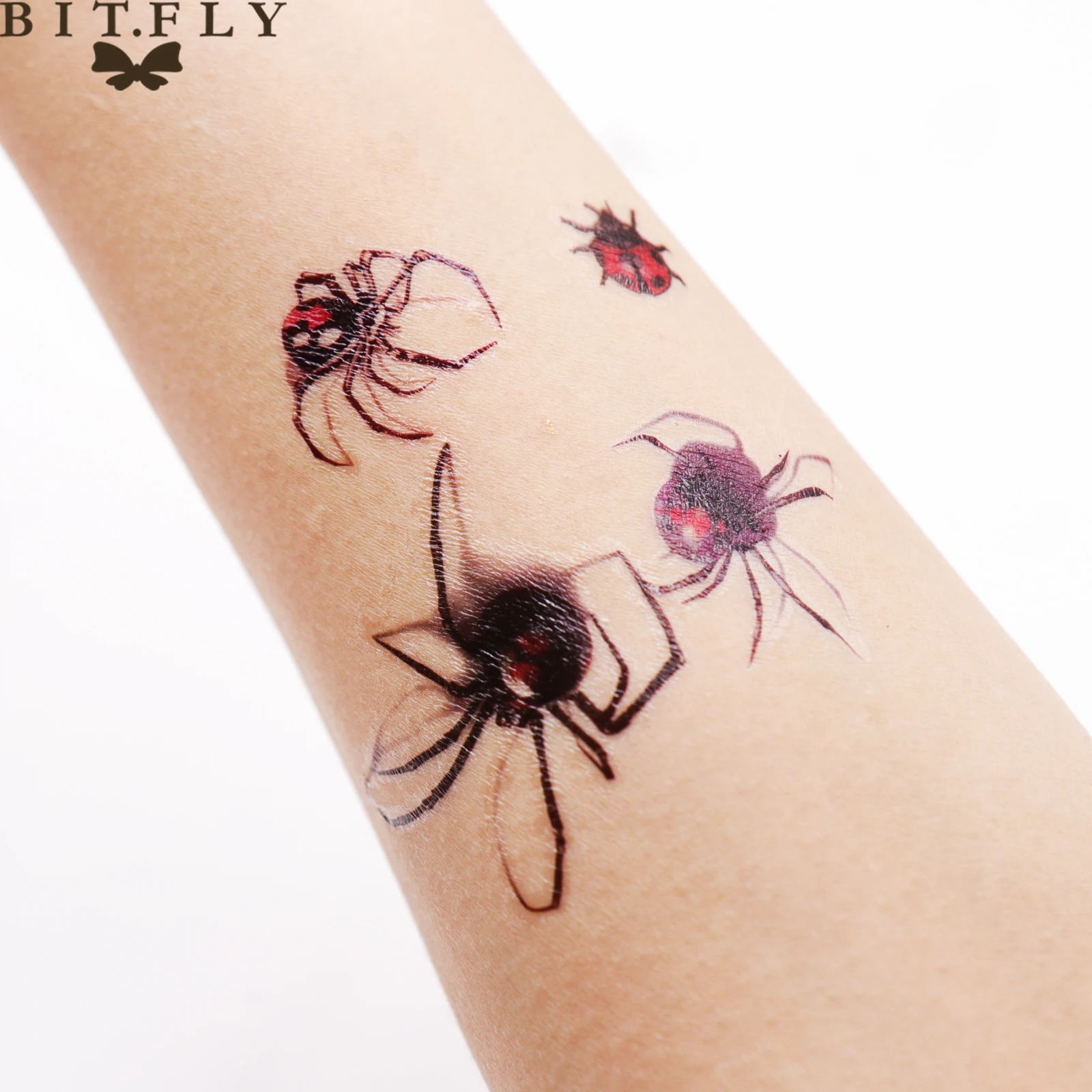 

BITFLY 3D waterproof temporary tattoo stickers Black Spider designs Flash Temporary Tatoo fake 1sheet small neck tattoos Body A