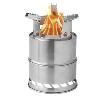 

LGFM-Camping Wood Stove Survival Foldable Portable Stove, Made Of Lightweight Stainless Steel Easy Fuel With Twigs Leaves Soli