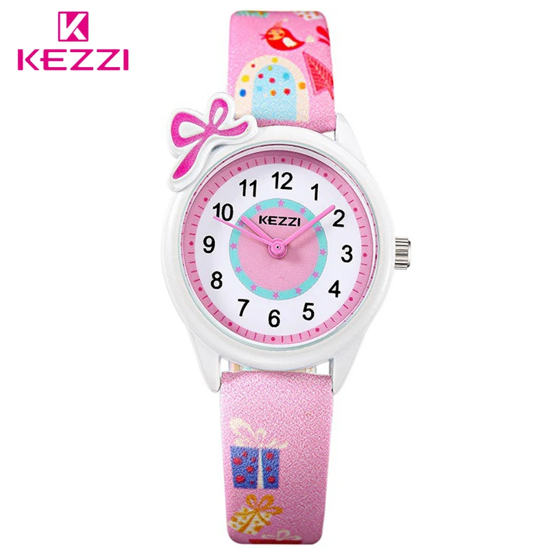 

KEZZI Top Brand Kids Children Fashion Watches Quartz Analog Cartoon Leather Strap Wrist Watch Boys Girls Waterproof Gift Clocks