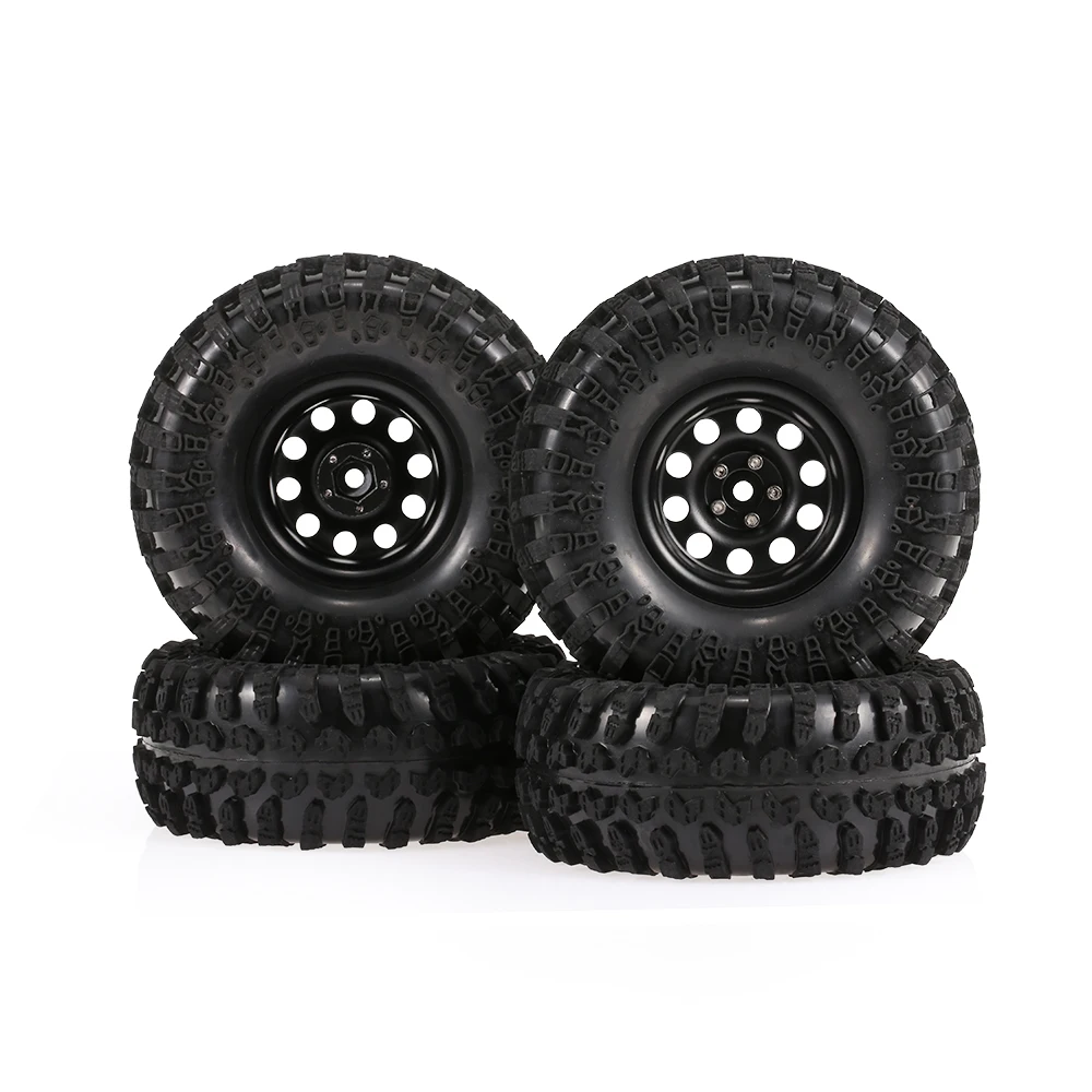 RC Car 4PCS 2.2 Inch 130mm Rock Crawler Wheels with Metal Hub Set for 1:10 SCX10 TRX-4 HSP RGT RR10 Traxxas Axial RC Truck