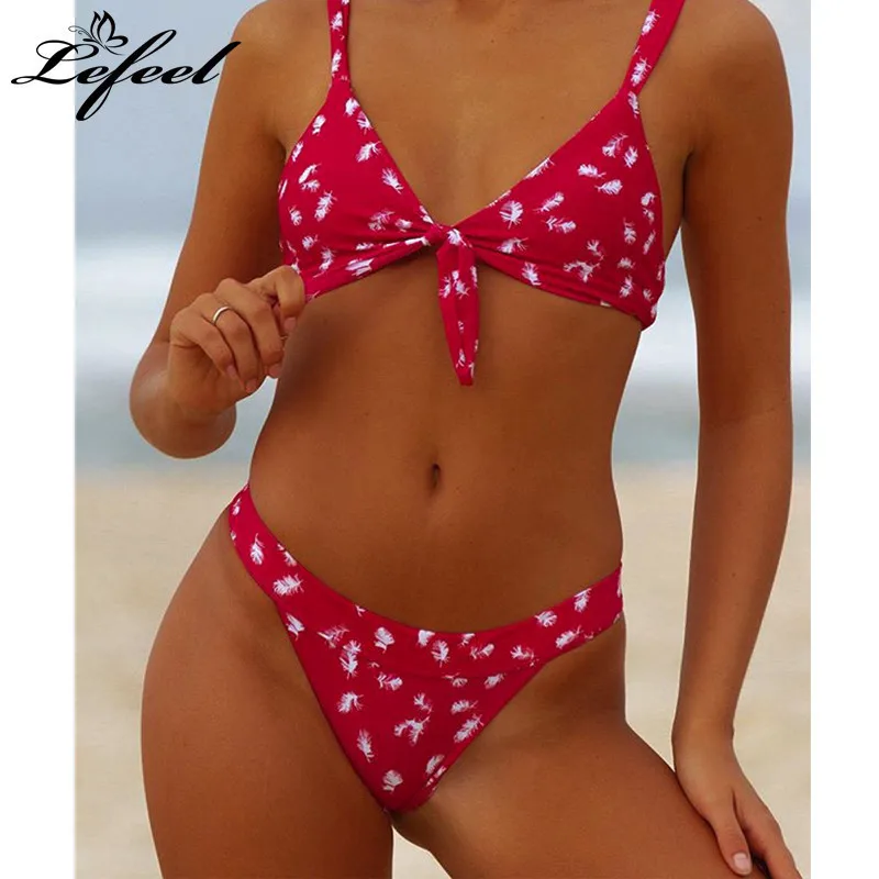 Lefeel 2018 Sexy Bikinis Set Shoulder Strap Swimsuit Print Bikini Adjustable Swimwear Women Beach Wear Bathing Suit Biquini |