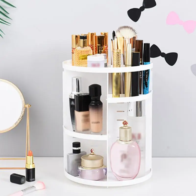 

Universal Cosmetics Storage Rack Desktop Rotating 360 Degree Plastic PS Transparent Solid Color Holder Skin Care Eyebrow Pencil