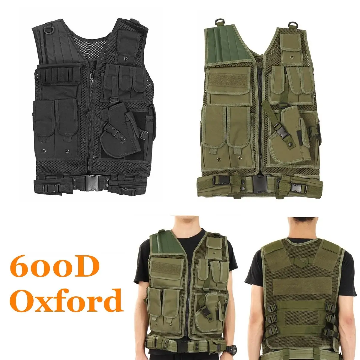 

Camo Hunting Vests Security Outdoor Training Combat Men Tactical Vests Military Paintball Assault Shooting Clothes with Holster