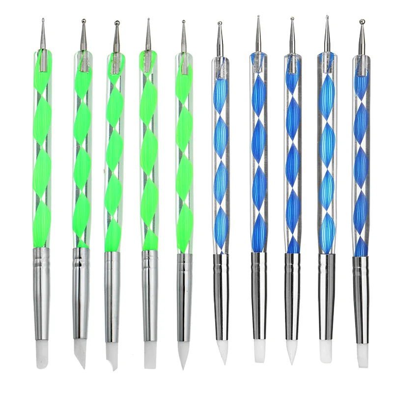 5X 2 Façons Bille stylets Clay sculptings Outils Bricolage 10 différents Nail Dotting HFUK 