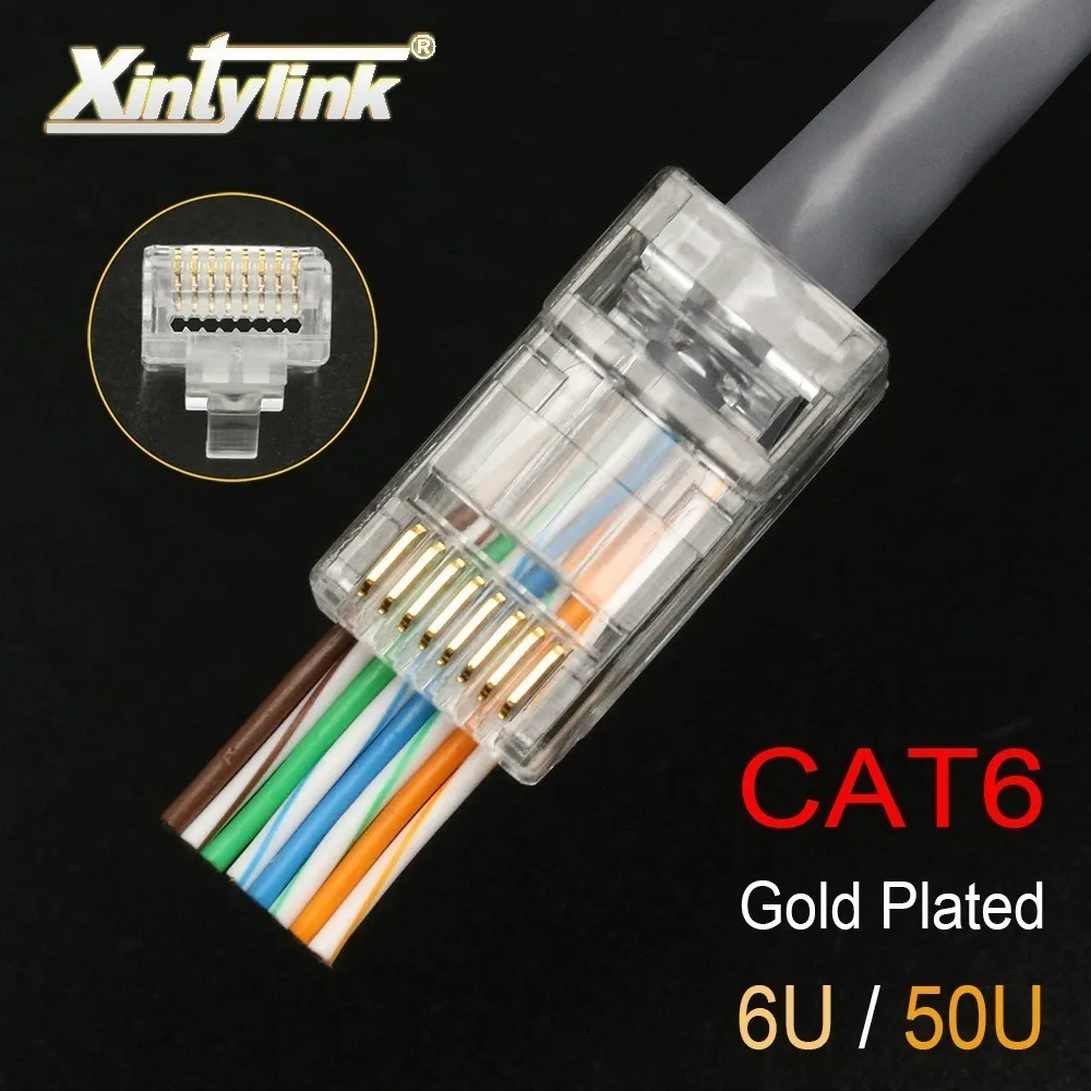 Разъем xintylink EZ rj45 cat6 rg rj 45 разъем кабеля ethernet utp 8P8C rg45 cat 6 неэкранированный
