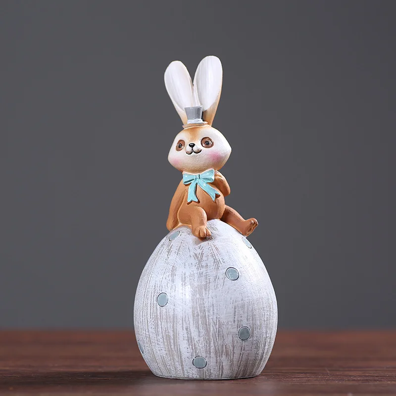 Кролик пасхальное украшение дома статуя кролика Kawaii аксессуары изделия из смолы