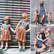 Pudcoco/юбка для девочек; От 1 до 6 лет с блестками; юбка на подтяжках для маленьких девочек; комбинезоны; комплект одежды