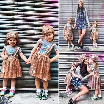

Pudcoco Girl Skirt 1Y-6Y Sequin Kids Baby Girls Suspender Skirt Overalls Outfits Set Clothes