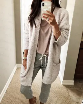 

New Women Coats Knitwear Long Sleeve Jumper Cardigan Loose Coat Jacket Casual Women Clothes Outwear Autumn New Arrival