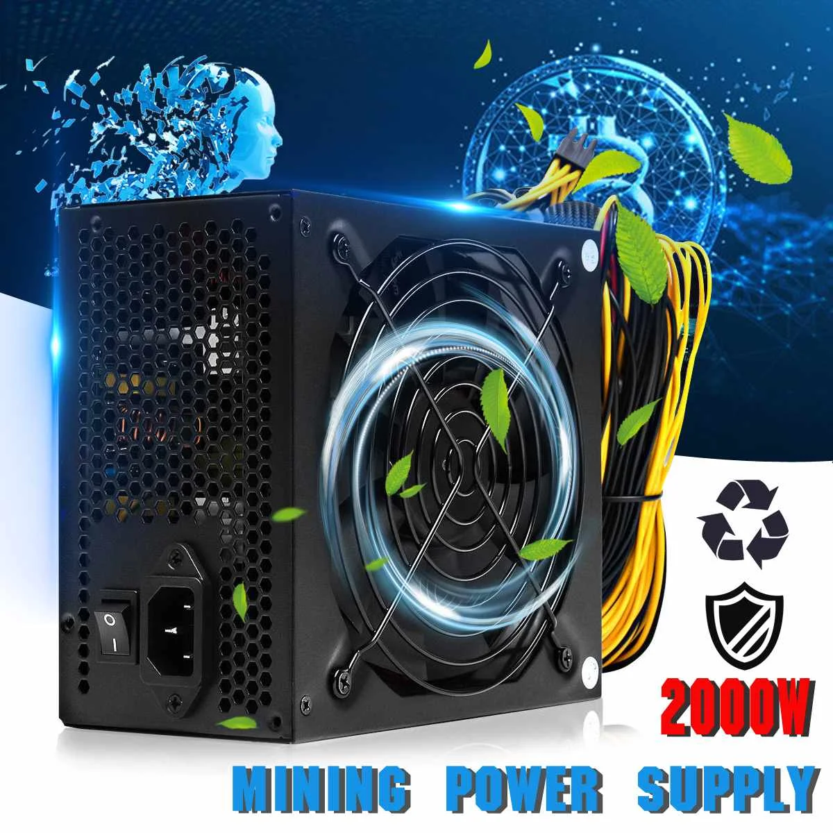 2000W PLUS Gold Power Supply ETH BTC Mining ATX SATA IDE Support 8 GPU Ethereum PC Power Supply For Computer Minner Machine