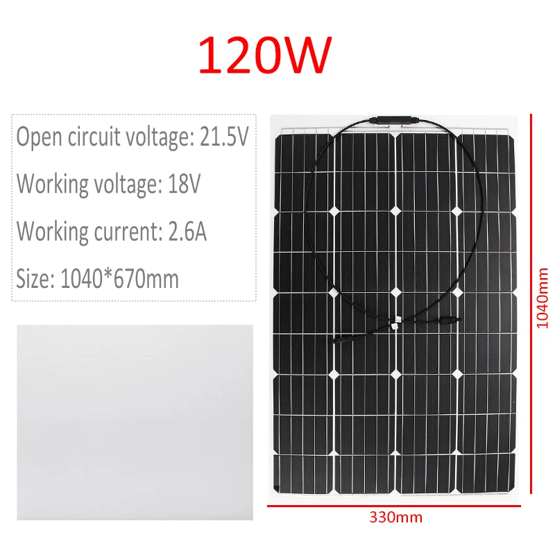 120 Вт 18 в солнечная панель гибкий монокристаллический солнечный модуль+ 10/20/30/40/50A ШИМ-регулятор контроллер наружное зарядное устройство