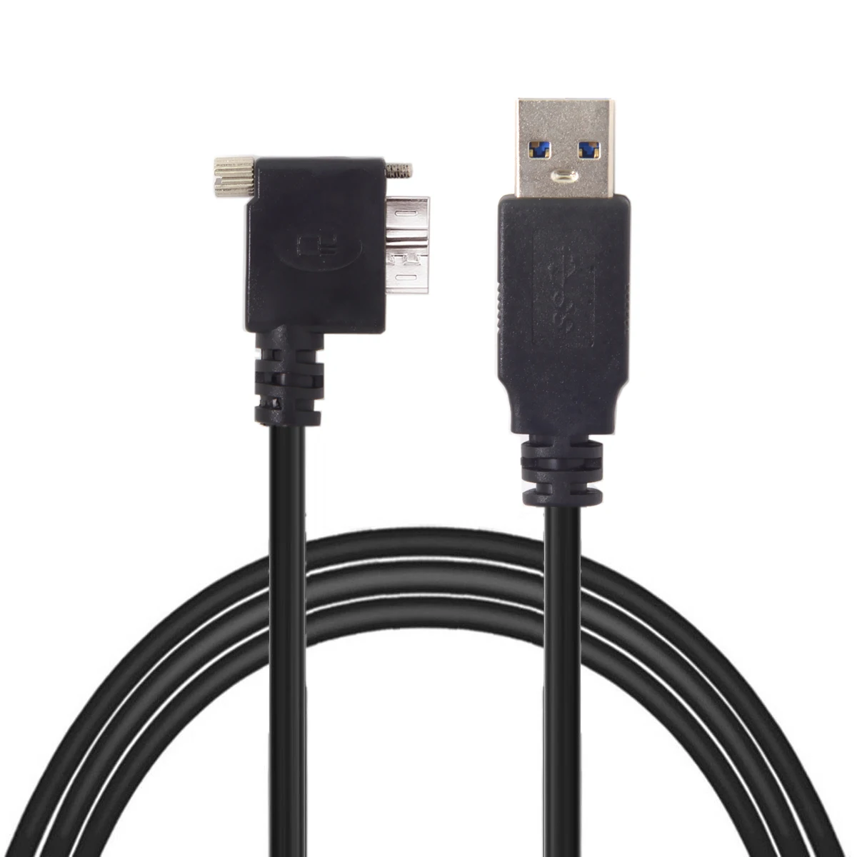 CY USB 3.0 A Male to Micro B Left Angled 90 Degree Cable With Locking