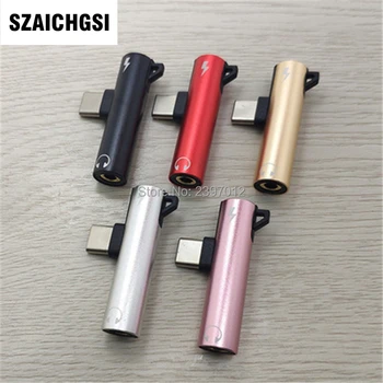 

wholesale 100pcs USB Type C Adapter Charger 2 In 1 Type-C To 3.5mm Jack Earphone Aux Converter For Huawei xiaomi mobile phone
