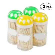 12 шт в упаковке прочные зубочистки одноразовый барабан две деревянная голова коктейльные палочки для еды фруктовый сыр(около 150 каждого