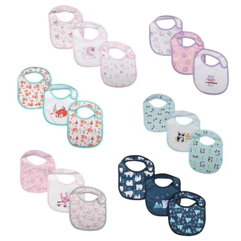 New 3Pcs/set Knitted Cotton Baby Bibs Feeding Bib Soft Scarf for