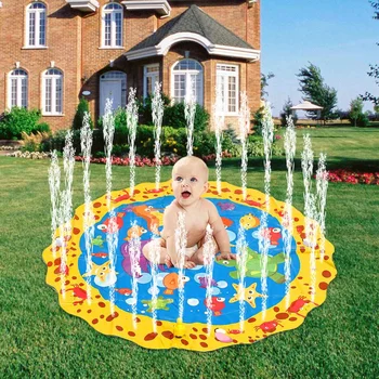 

25 100cm Inflatable Round Splash Water Mat Sprinkler Outdoor Garden Lawn Beach Grass Fun Game Baby Pool Pad Summer Fun Beach