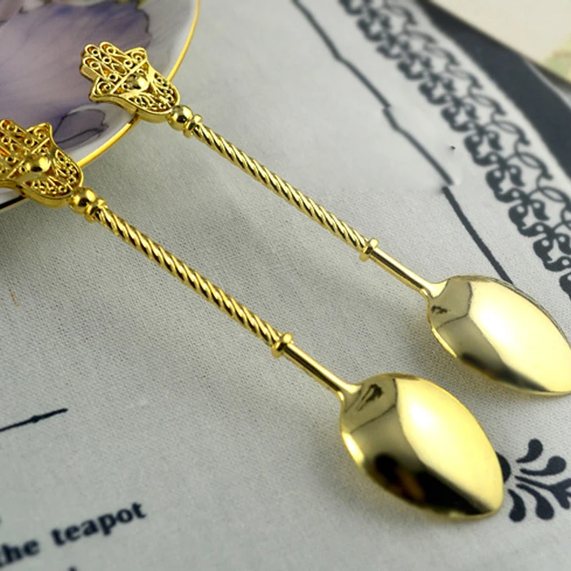 

Alloy Golden Vintage Staff Series Coffee Stirring Spoon Kitchen Dessert Spoon Kitchen Tableware Supplies