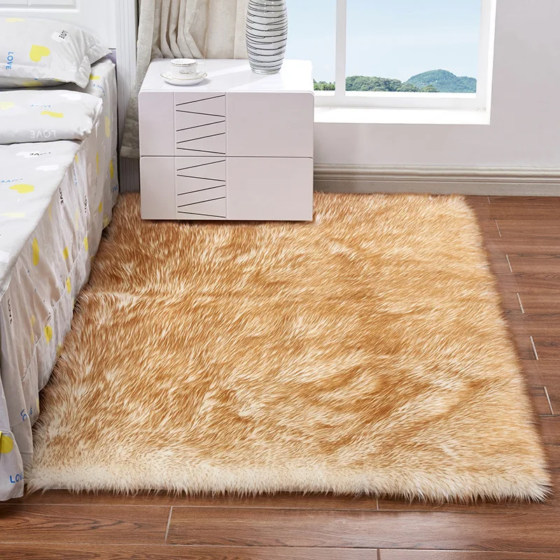 

Sofa Bedroom Soft Fluffy Wool Sheepskin Mat Washable Rug Floor Carpet Blanket