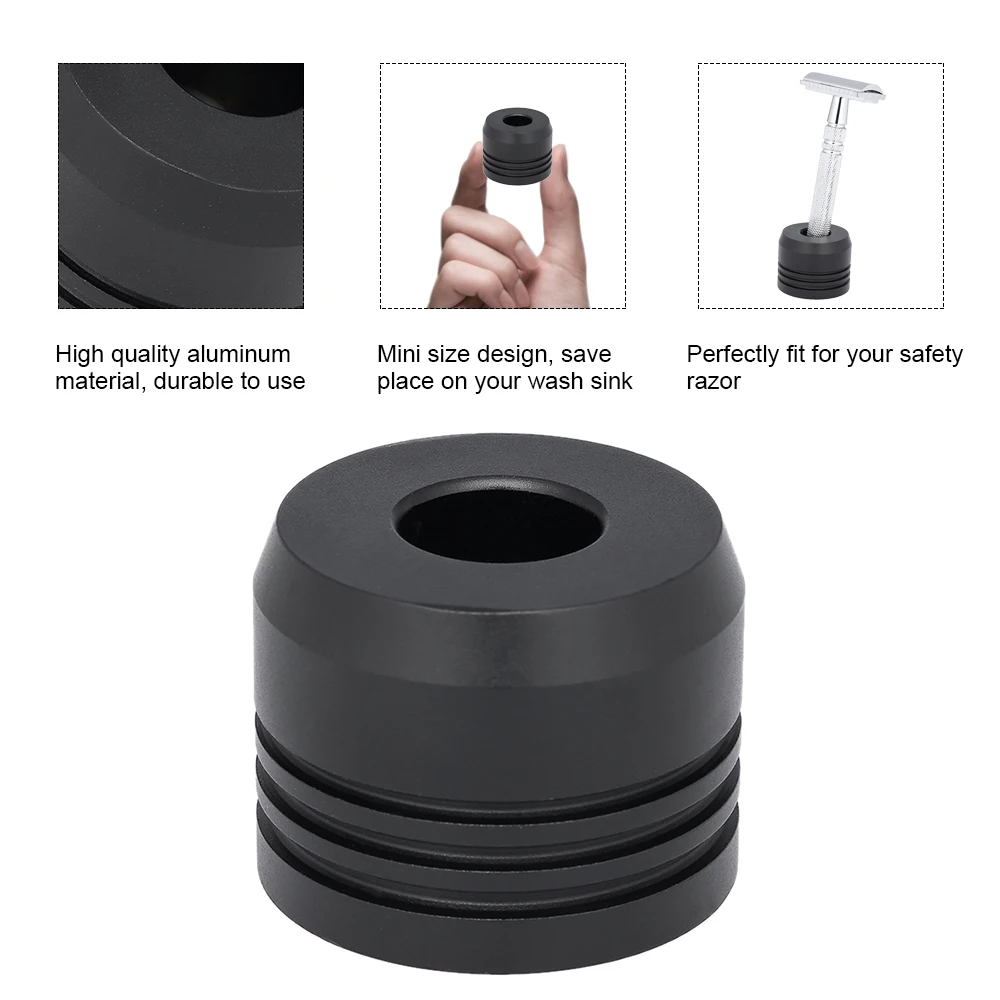 

1Pc Shaving Razor Stand Base Man's Shave Razor Stand Aluminum Alloy Holder Safety Base Shaving Razor Accessory Black