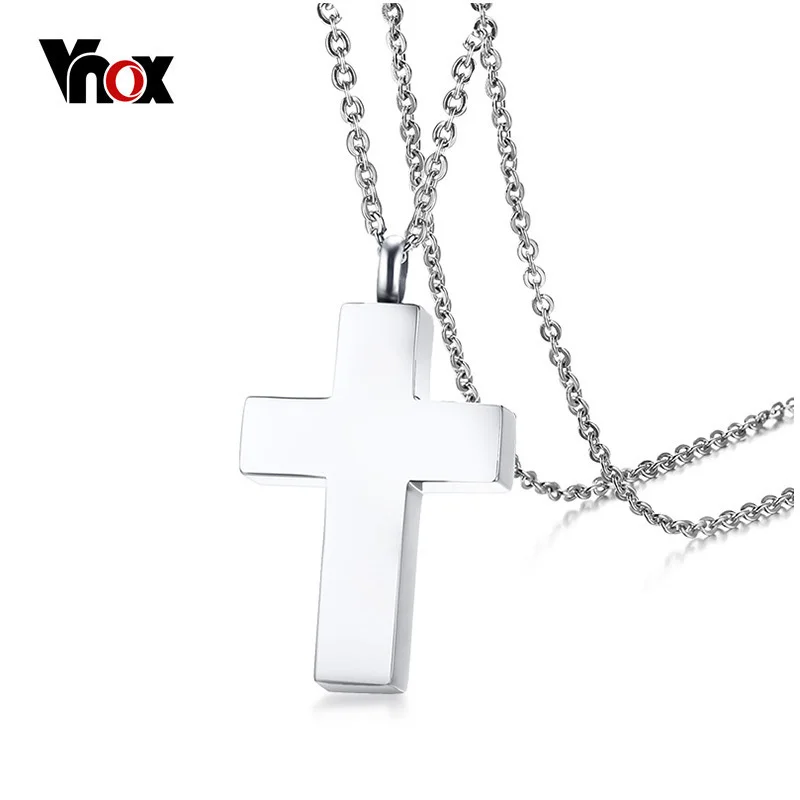 

Vnox Cross Pendant Necklace for Women Men Jewelry Classical Stainless Steel Can Be Opened Lover's Promise Necklace