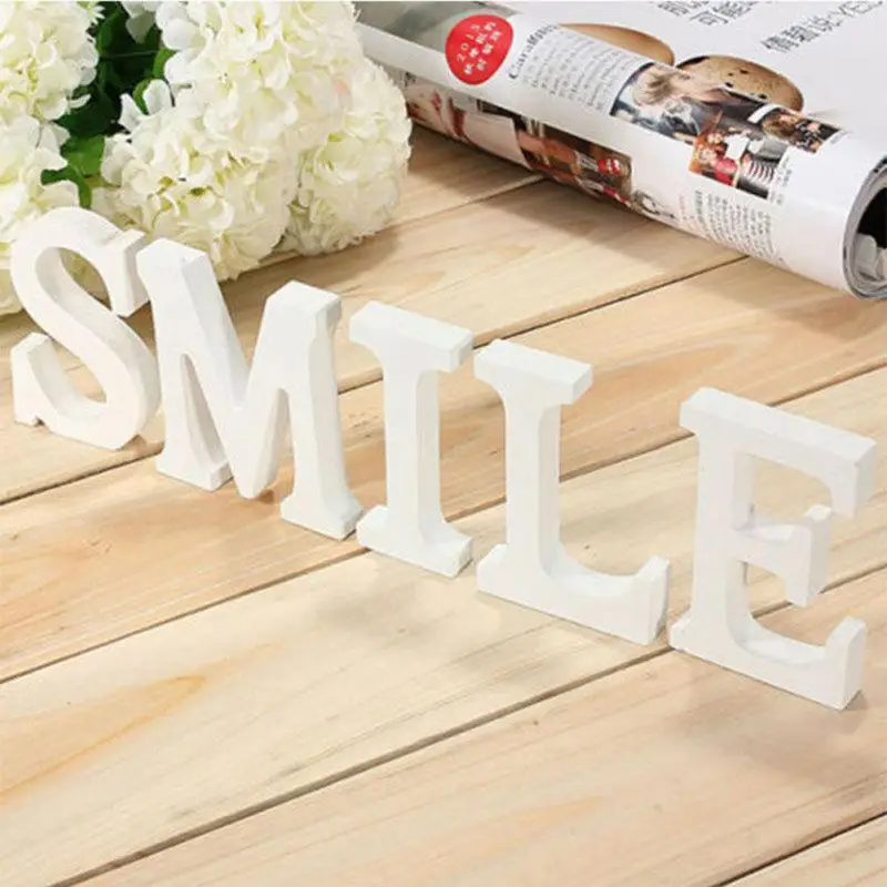 

1 PCS Home Decoration White Wood Wooden Letter Alphabet Word Free Standing Wedding Birthday Party Home Decor