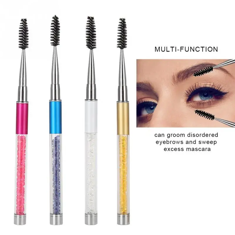 Makeup Eyelash Extension Comb Eyebrow Mascara Wand Rhinestones Handle