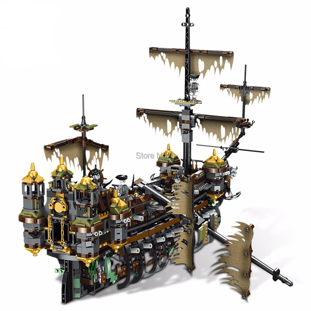 

51120 2294Pcs Pirate Ship Series The Silent Mary 8 Figures Building Block Compatible 71042 Bricks Toy