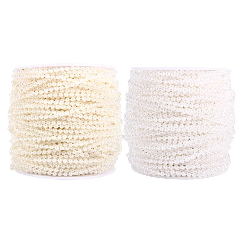 

Top Quality 30M 50M Roll 3mm Pearls Beads Chain Garland Flowers Wedding Decoration DIY Craft Pearl String