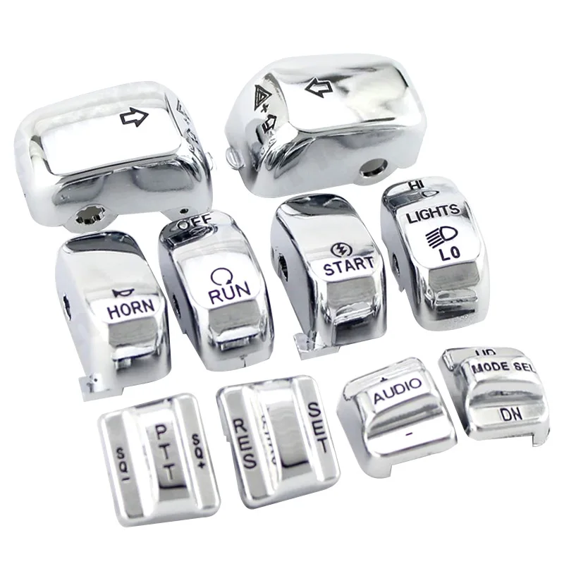 

Motorcycle Chrome Hand Control Switch Housing Caps Switch Cap Kit Fit For Harley Electra Street Glide Models 1996-2013