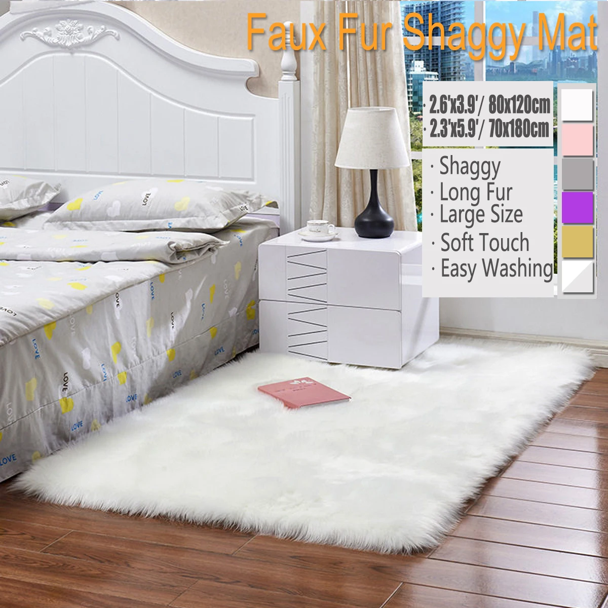 

70*180CM Wool Imitation Sheepskin Rugs Faux Fur Non Slip Bedroom Shaggy Carpet Living Room Mats round rug Bedroom Faux Mat