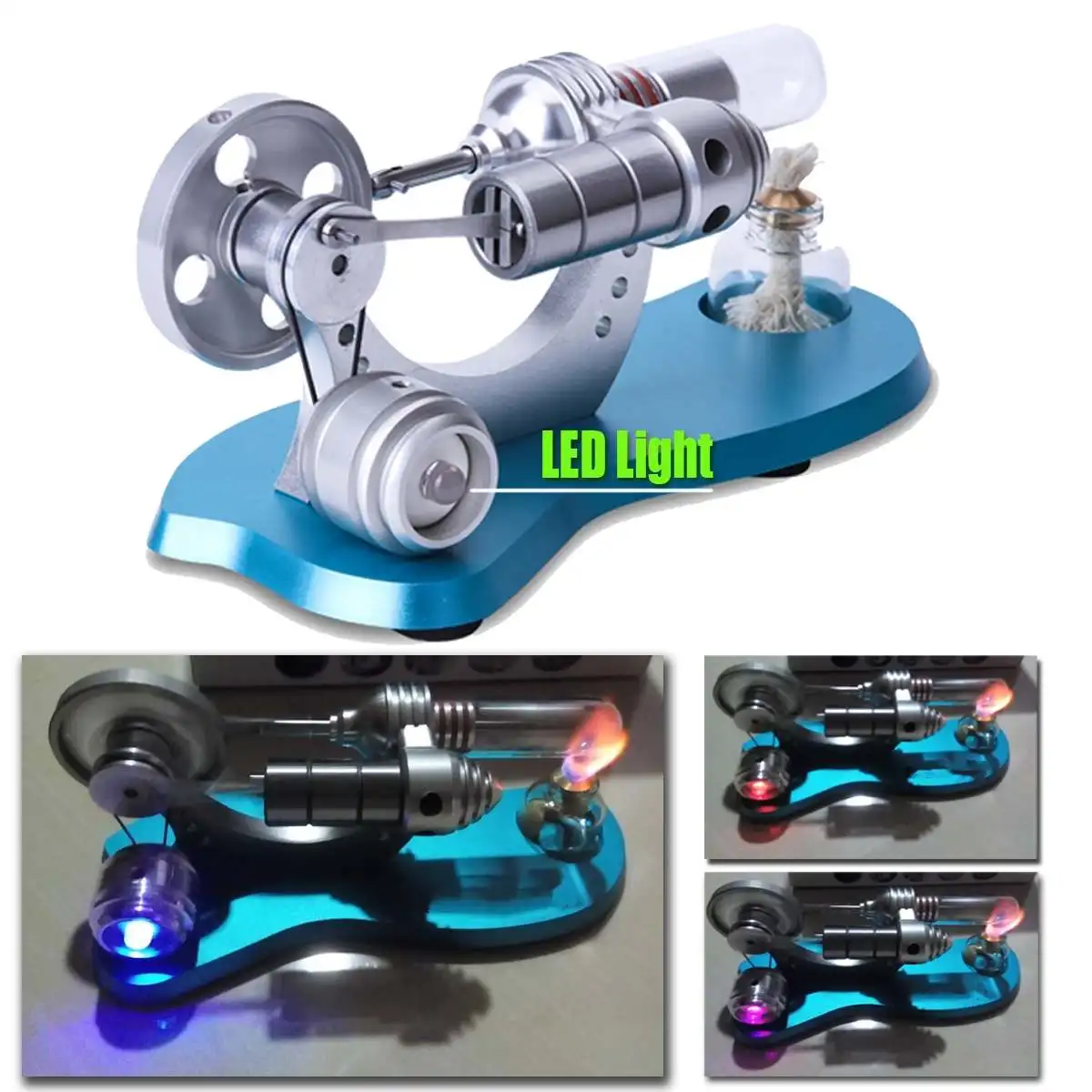 

Hot Air Stirling Engine Motor Toy Model Mini Generator With Colorful LED Light Educational Learning Model for Children Adult
