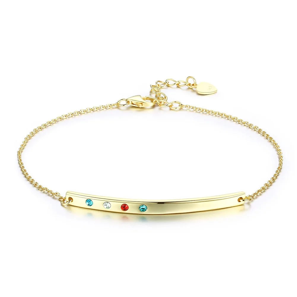 

Authentic 100% 925 Sterling Silver golden simple long tag with color crystal luxury golden chains for women fine jewelry