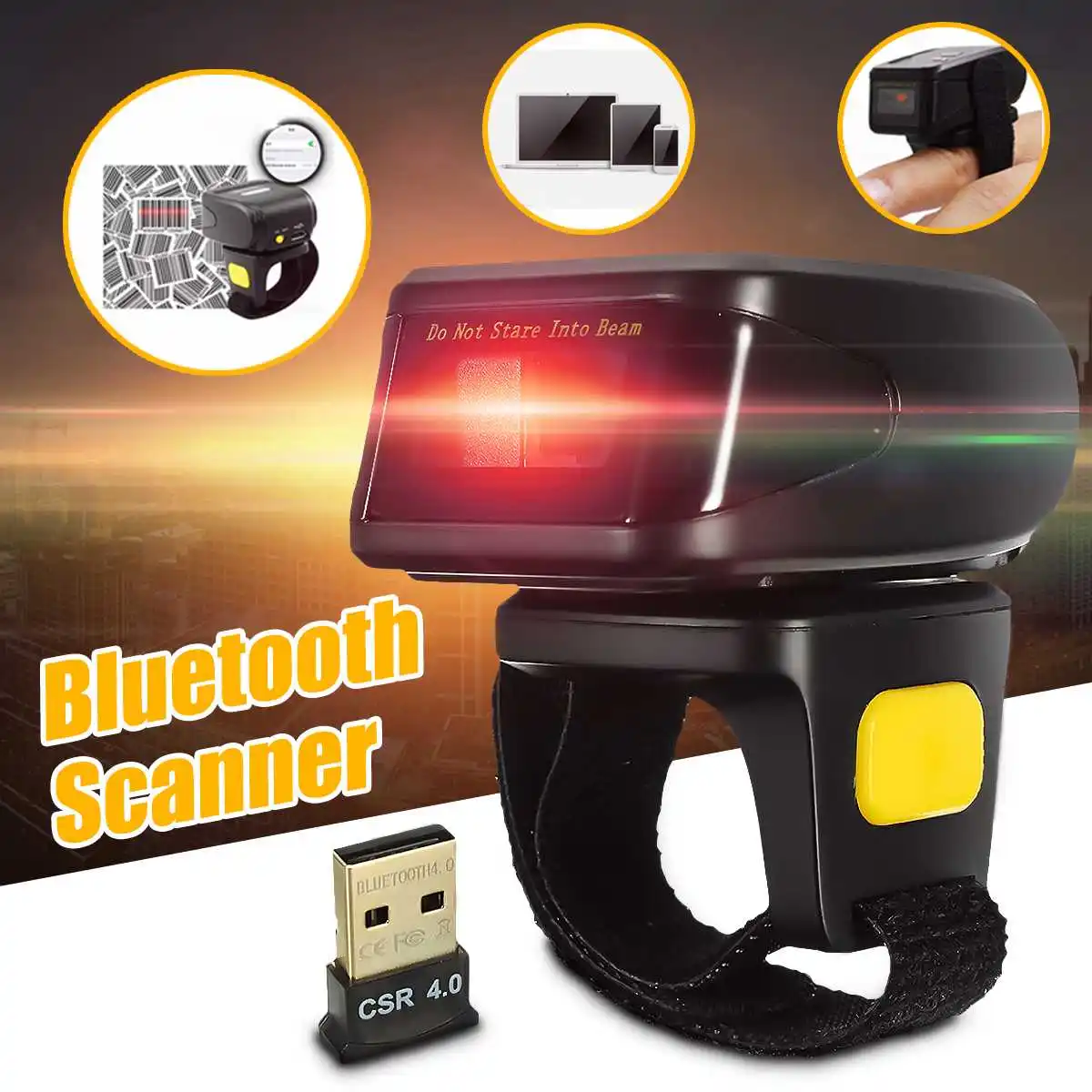 Portable 4.0 Wireless Bluetooth Ring Finger Barcode Scanner Bar Code Reader Mini Handhled Scanner for IOS Android Tablets Win PC Portable 4.0 Wireless Bluetooth Ring Finger Barcode Scanner Bar Code Reader Mini Handhled Scanner for IOS Android Tablets Win PC