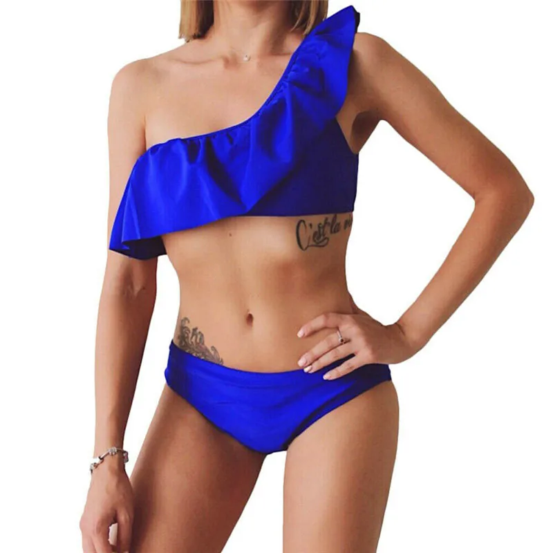 Womens Sexy Bikini Set Bandage Push-Up Padded Two Pieces Swimwear Ruffles One Shouder Swimsuit Bathing Brazilian Hot Selling New Womens Sexy Bikini Set Bandage Push-Up Padded Two Pieces Swimwear Ruffles One Shouder Swimsuit Bathing Brazilian Hot Selling New