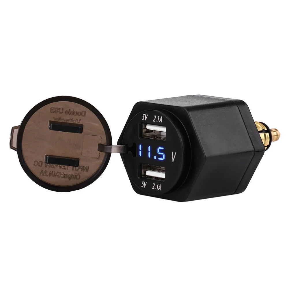 

HEVXM Dual USB Motorcycle Cigarette Lighter Car Cigarette Lighter Charger Socket Charger+LED Digital Voltmeter Meter Monitor