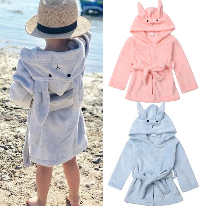 

Baby Kids Boy Girl Soft Warm Pajamas Hooded Night Cartoon Hooded Robe Sleepwear Pajamas
