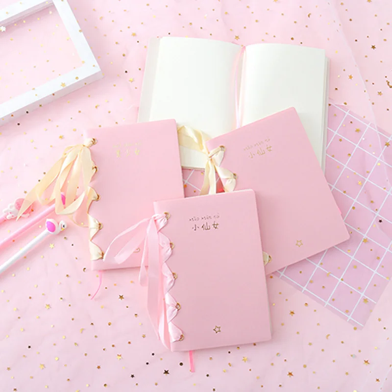 

1PC Cute Pink Notebook Kawaii Bowknot Bullet Journal Diary Notebook Creative Bandage SketchbookFor Kids Gift Novelty Stationery