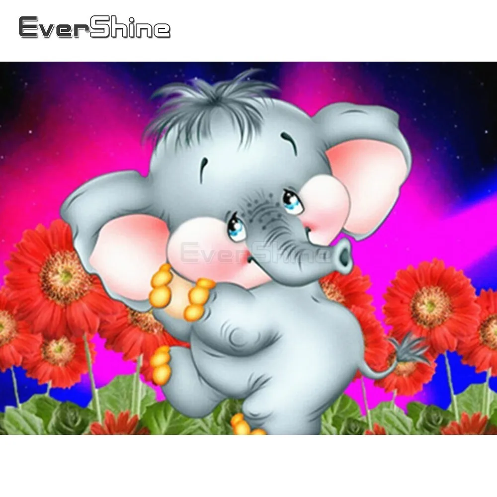EverShine DIY бриллиант картина мультфильм с изображением слона страз вышивка
