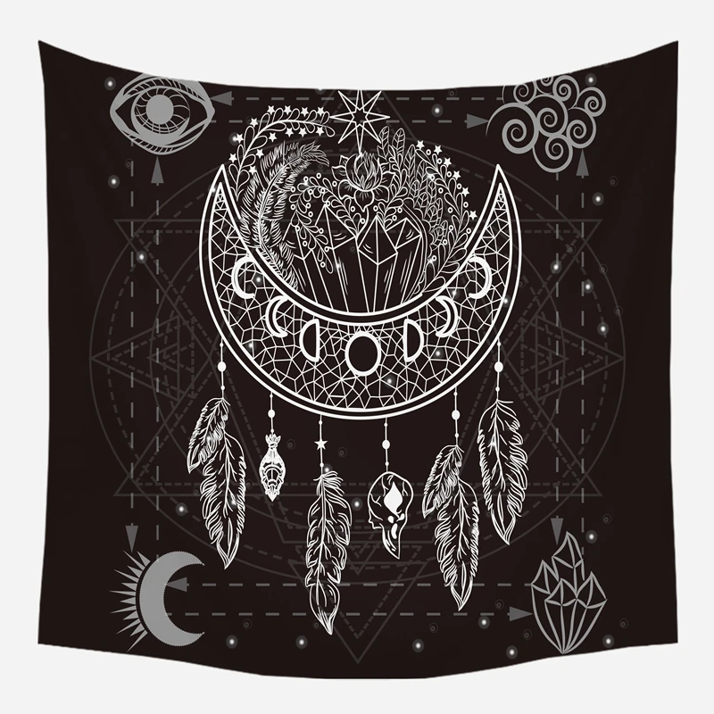 Loartee Psychedelic Moon Boho Декор Астрология Мандала колдовство гобелен индийский хиппи