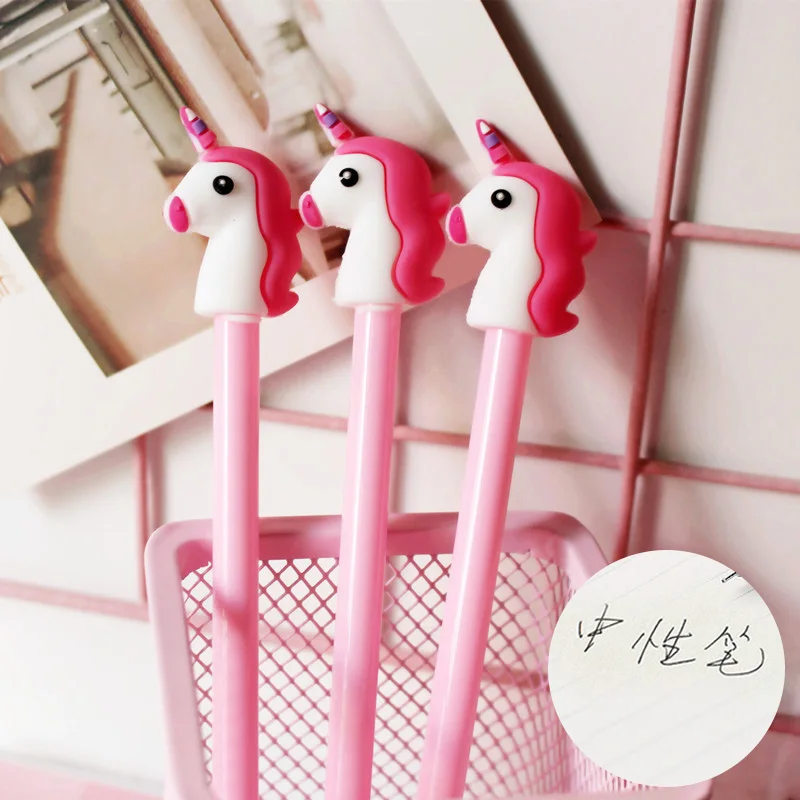 Новое поступление Розовый Единорог гелевая ручка 0 38 мм Kawaii нейтральные ручки для