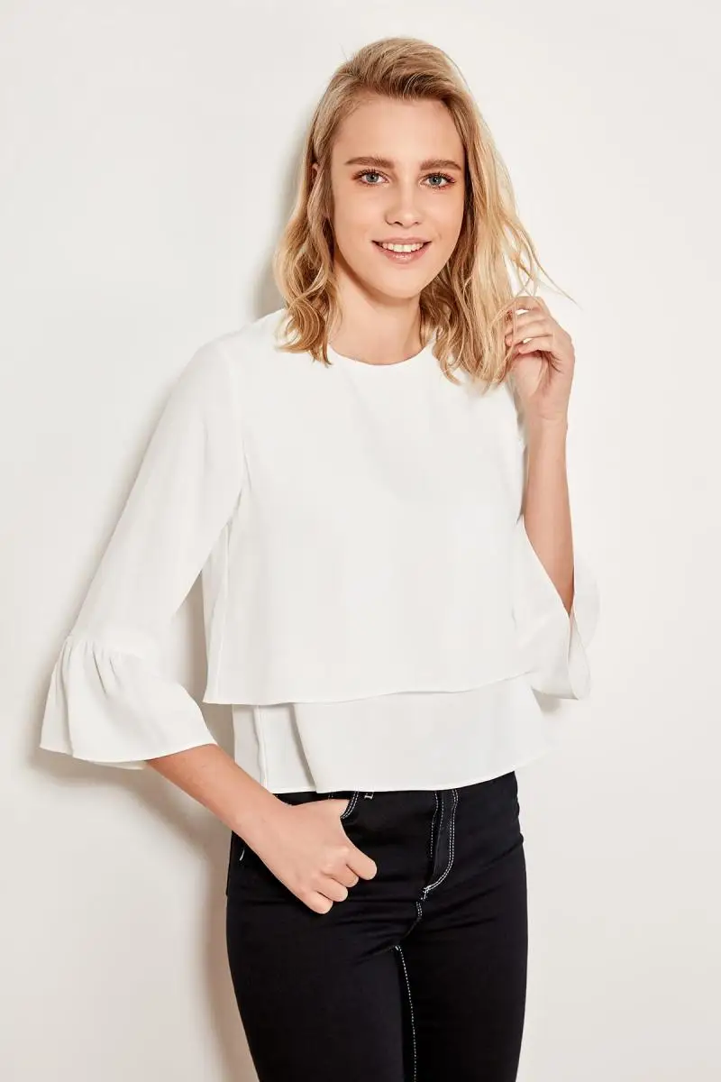 Trendyol белые Воланы Bluz TWOSS19WO0002| |