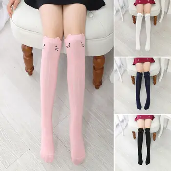 

Baby Kids Cotton Knee High Stockings Toddler Girls Cute Cartoon Animal Cat Leg Warmer Stockings For Age 3-12 Years