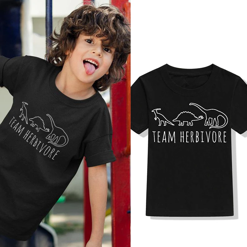 

8colors Team Herbivore Kids T Shirt Herbivore Dinosaur Dino Baby Toddler Summer Tops Tees Children Black Roral Blue Tshirt 44T9