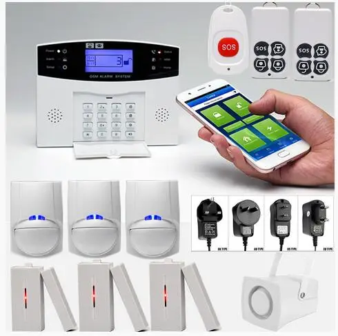

Wireless Home Burglar Security LCD GSM Alarm System Voice Prompt Infrared Sensor Metal Remote Control Kit SIM SMS Alarm Tools