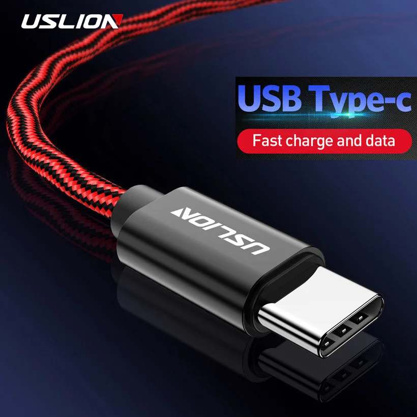 USB Type C кабель USLION для быстрой зарядки и передачи данных Samsung S9 S8 Note9 Xiaomi Mi 8 F1 Huawei Mate