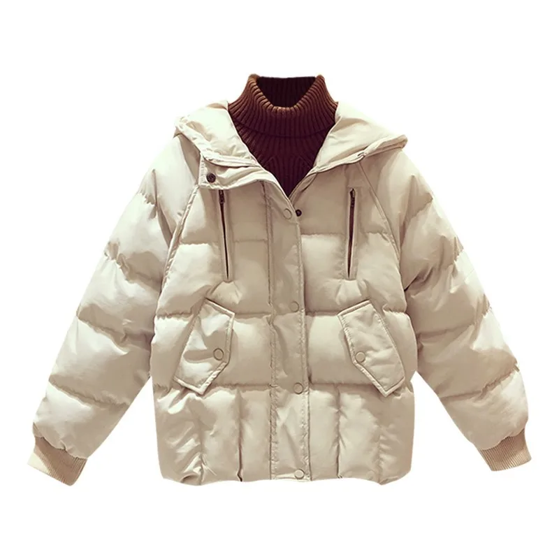 Зимняя куртка, свободный короткий пуховик с капюшоном, женская одежда из хлопка, зимняя новая Толстая куртка, модная куртка CH863
