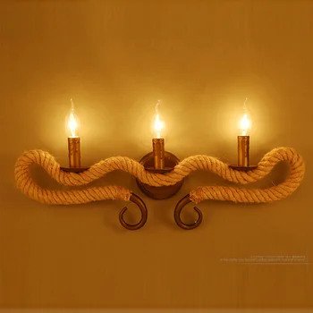 

Retro Nostalgic Rope Bar lighting wall sconce bronzed wall lights sconce Bar staircase Aisle Living room Cafe lighting Luminaire