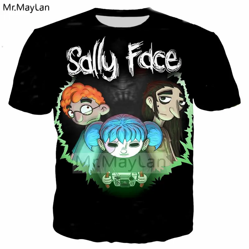 

2019 Brand Game Sally Face 3D Printed Tshirt Men/women Harajuku Streetwear Crewneck T shirt Boys Black T-shirt camiseta hombre