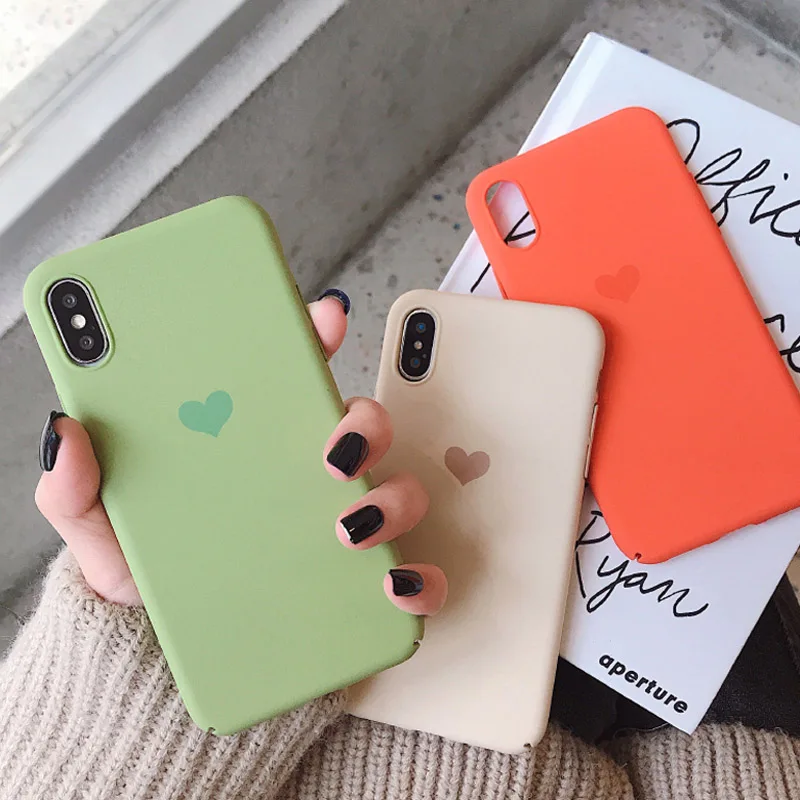 

Moskado Love Heart Case For iPhone 6 6S 7 8 Plus X XS XR Xs Max Candy Color Phone Cases Hard PC Plastic Back Cover For iPhone 8
